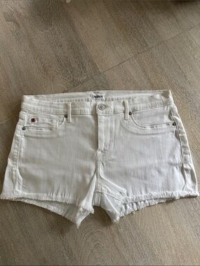 Hudson Jeans White Frayed Hem Denim Shorts